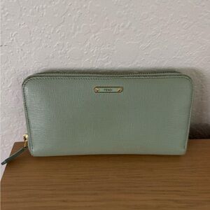 Fendi Long Wallet Zip Around Green